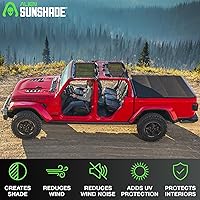Vista 4 de Alien Sunshade Parasol para Jeep Gladiator negro (2018-2023), accesorios para Jeep Gladiator, parasol de malla delantera y trasera, parte superior