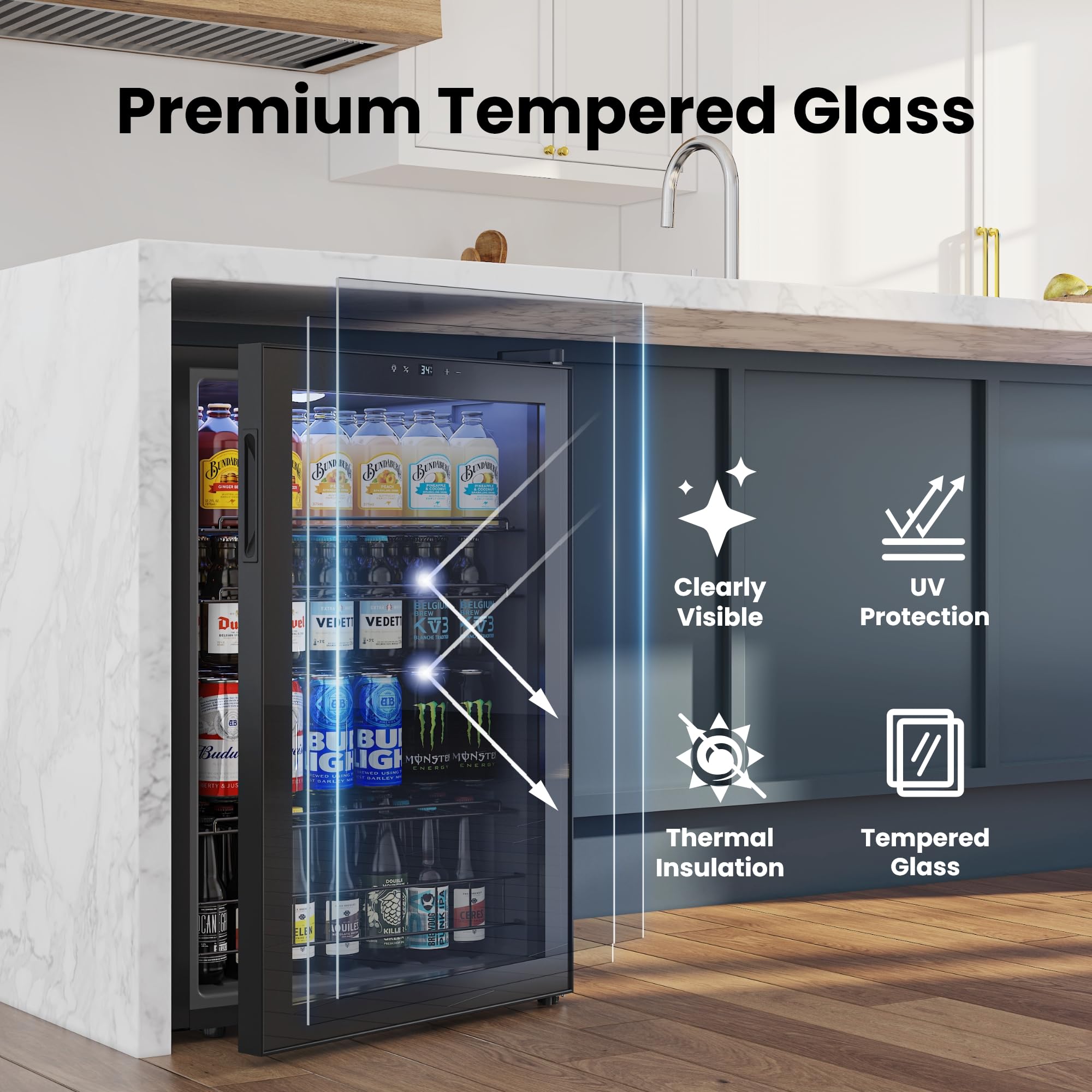 Yeego Beverage Refrigerator Cooler, 155 Cans Mini Fridge with Glass Door Beverage Fridge with Adjustable Shelves for Soda Beer or Wine, Beverage Cooler with Digital Temperature Control for Home Office on Fridge.com