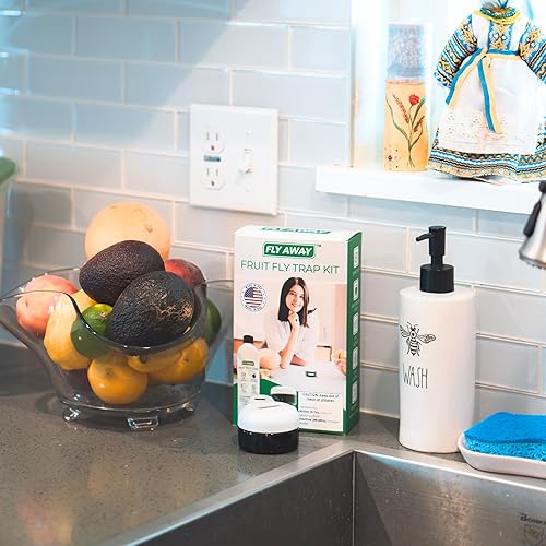Miniatura 4 de Fly Away - Kit de trampa para moscas de la fruta: 3 trampas reutilizables para moscas de la fruta para interiores + 12 oz. Cebo líquido. Acción
