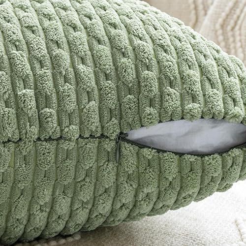 Miniatura 6 de MIULEE - Juego de 4 fundas de almohada decorativas de naranja quemado suaves para sofá, estilo bohemio, con patrón a rayas, de pana, para decoración