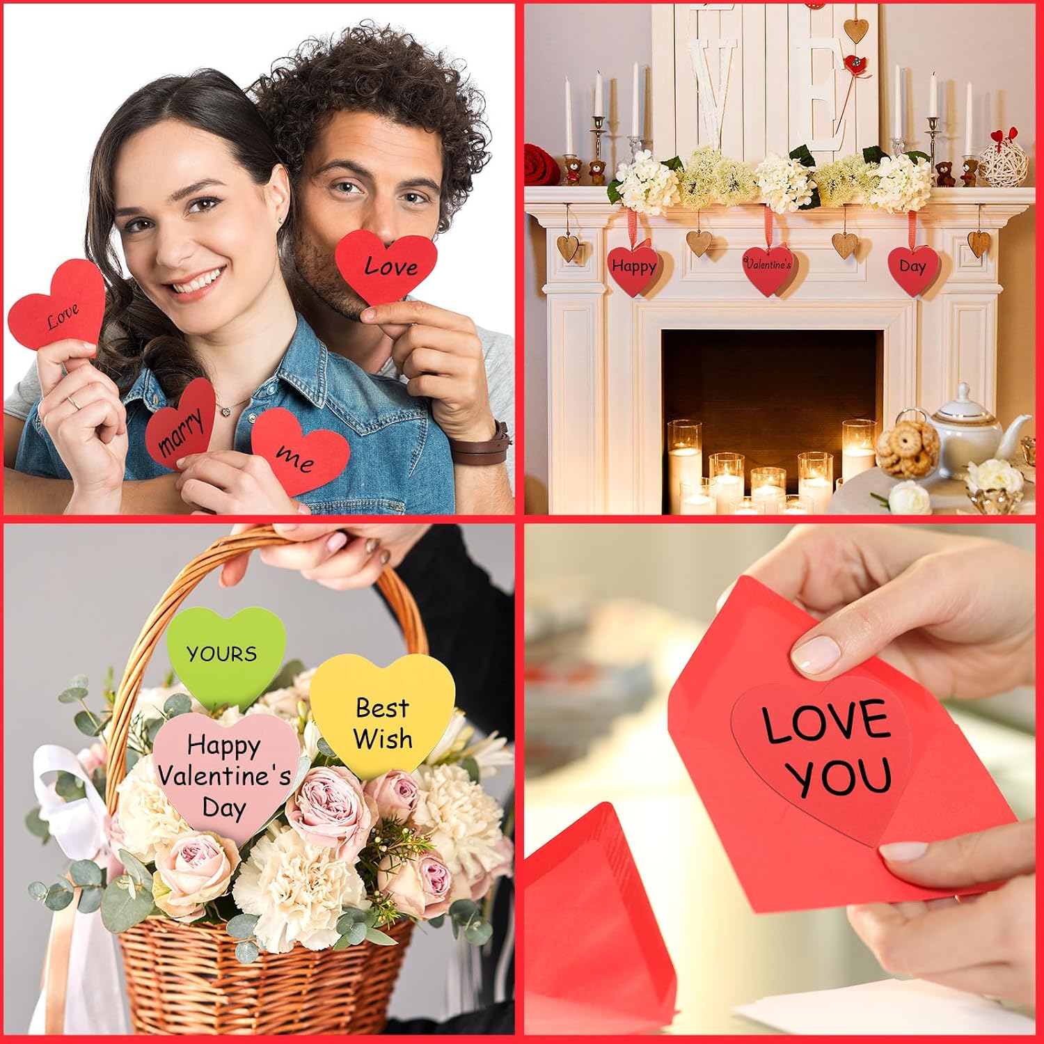 Cholemy 240 Pcs Valentines Day Heart Cards with Envelopes Blank Colorful Heart Shaped Greeting Cards Paper Cutouts for Valentines Party Gift Exchange Anniversary Weddings(Bright Colors)
