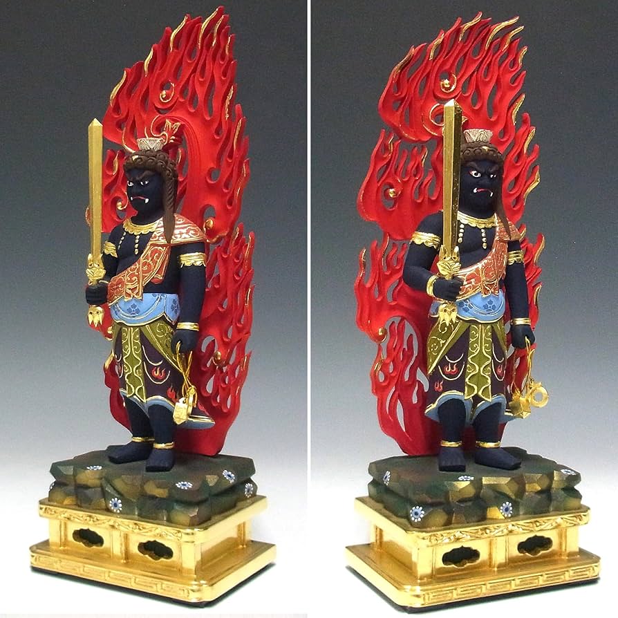 時代 木彫 彩色 不動明王 仏像 高11.3cm 木造 仏教美術【MA467】 時代 木彫 彩色 不動明王 仏像 高11.3cm 木造 仏教美術【MA467】