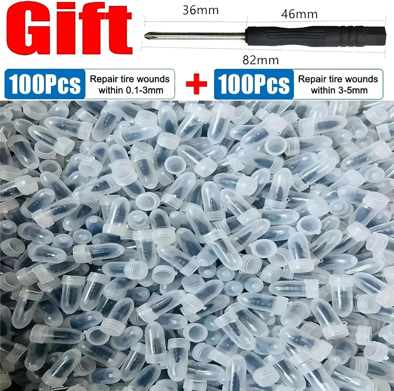 Tire Repair Rubber Nail Kit Car Tire Repair Nail Vacuum Tyre Screw Rubber Patch Wheel Universal Puncture Kit Motorcycle Tubeless Nails Tool(200Pcs Mixed)