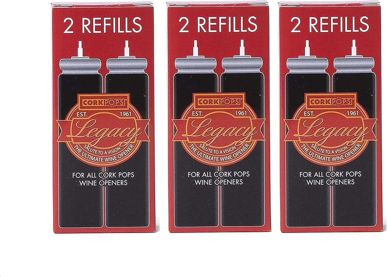 Cork Pops Wine Bottle Opener Refill Cartridge (3, Red)