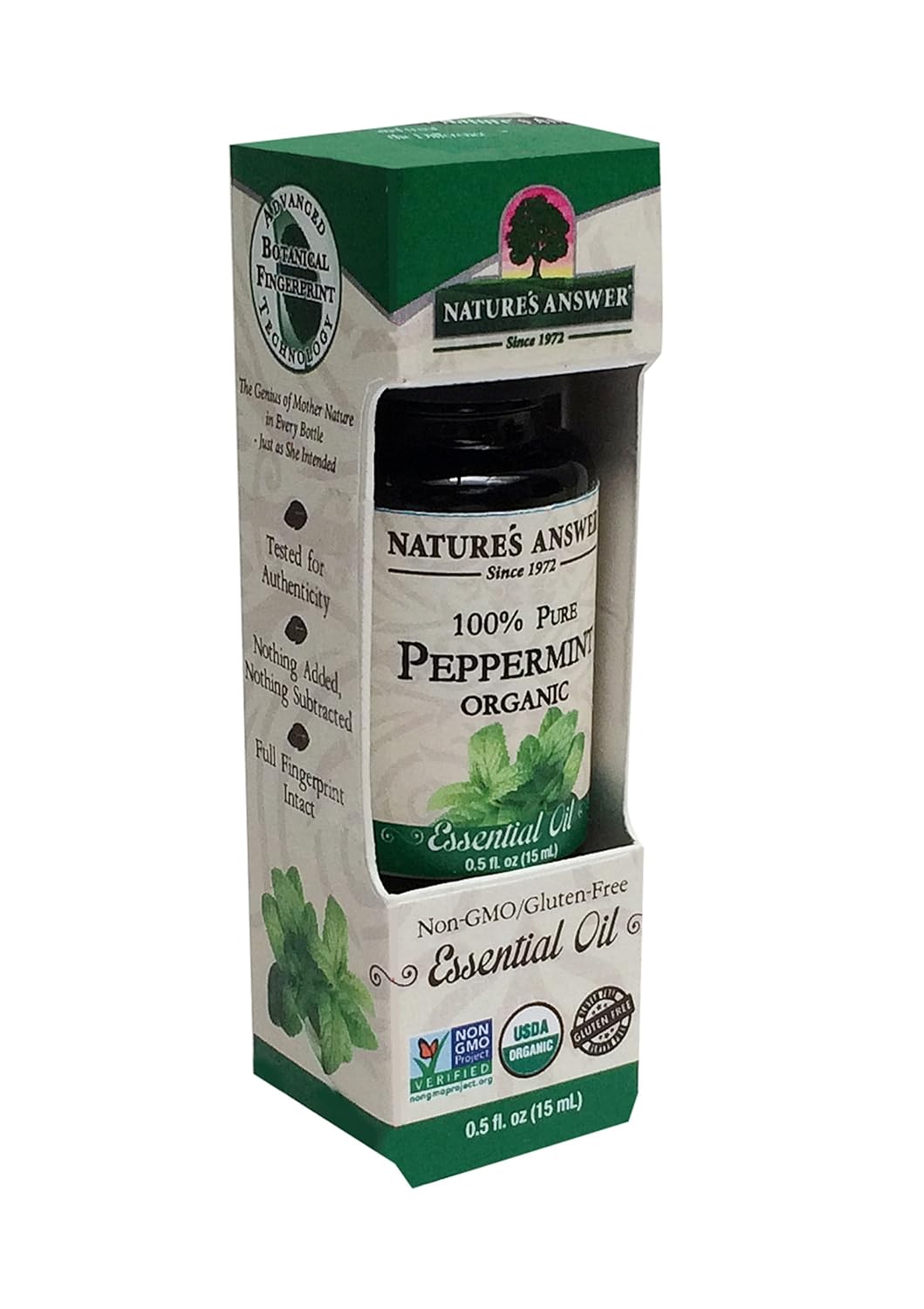 Nature’s Answer USDA Organic Peppermint Essential Oil, 100% Pure | Natural Aromatherapy Oil for Diffuser/Humidifier, Steam Distilled 0.5 fl oz. (15ml) | Made in USA
