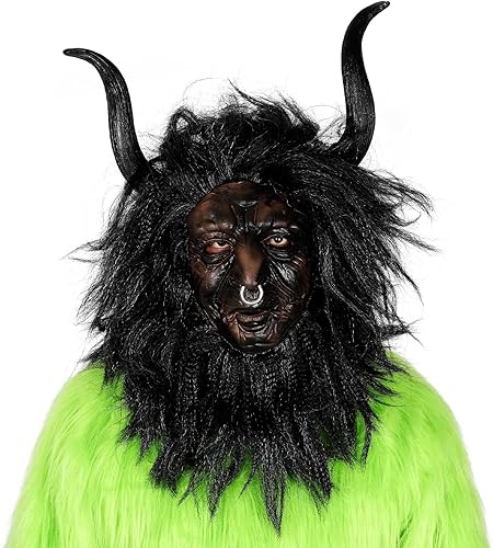 Máscara de toro del diablo, bisonte salvaje, máscara de rey demonio realista, cuernos de buey, animal de cabeza completa, accesorio para disfraz de
