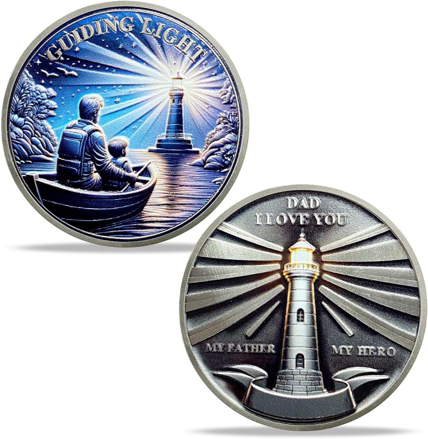 Father Love Coin Father is a Guiding Lighthouse Token My Father My Hero Expressing Love and Appreciation Father’s Day Thanksgiving Day Gifts for Father