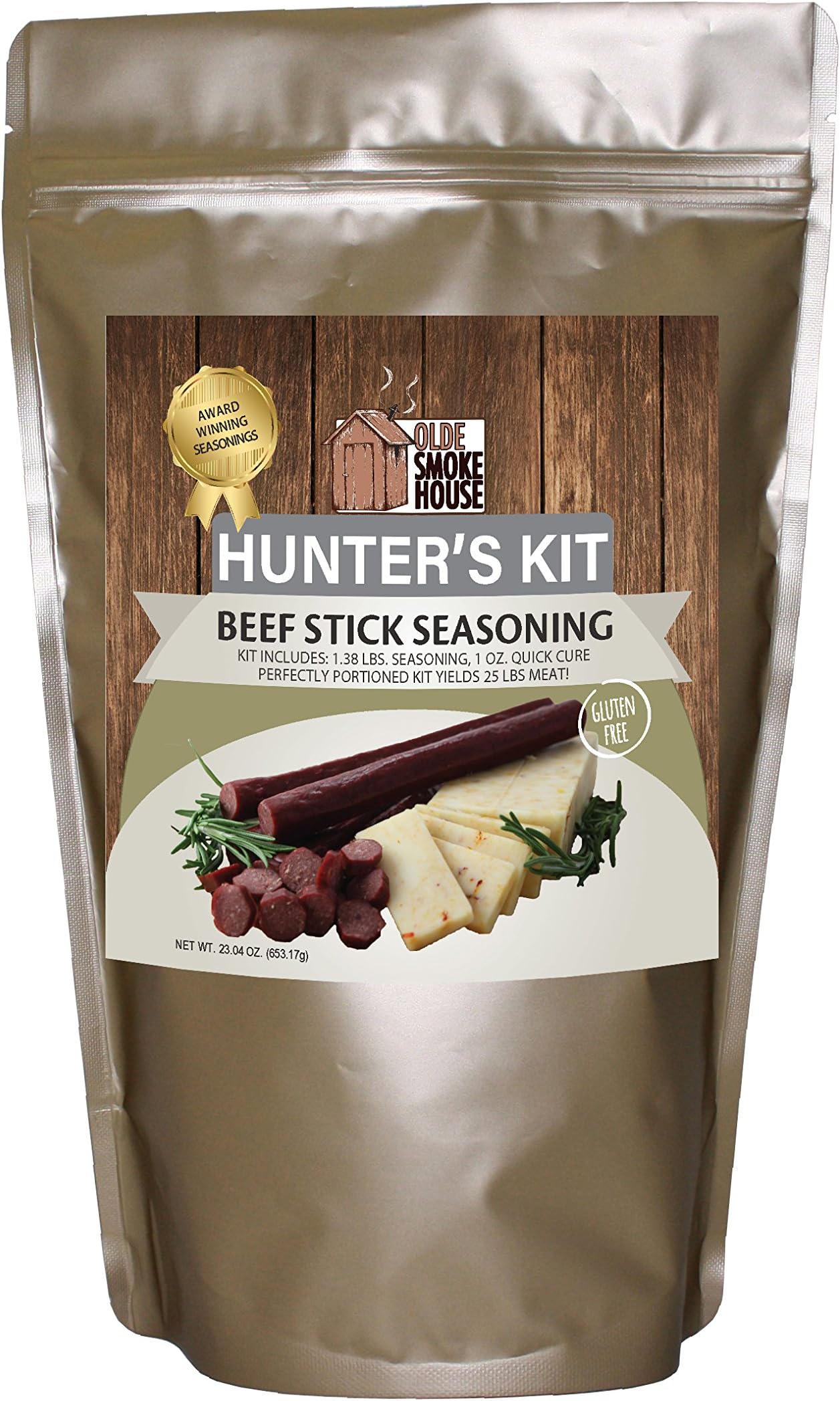 Hunter's Kit (Beef Stick Seasoning, 23.04). Kit includes 1.38 lb. seasoning, 1 oz. Quick Cure. Excellent for curing or preserving pork, beef and wild game meats.