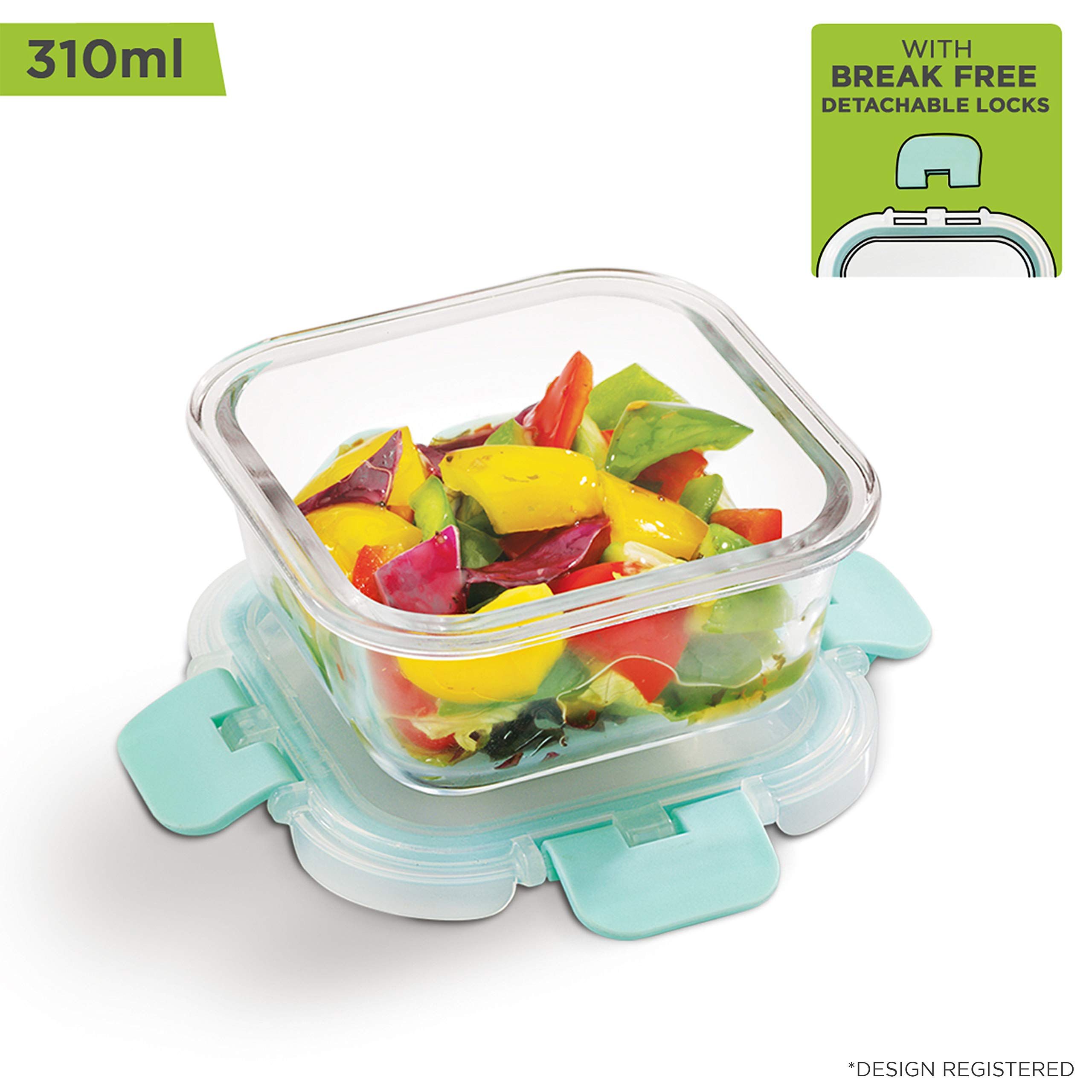 Allo Recipientes de vidrio FoodSafe con tapas para oficina, recipientes aptos para microondas, recipientes de vidrio de borosilicato para preparación de comidas para cocina, a prueba de fugas, juego
