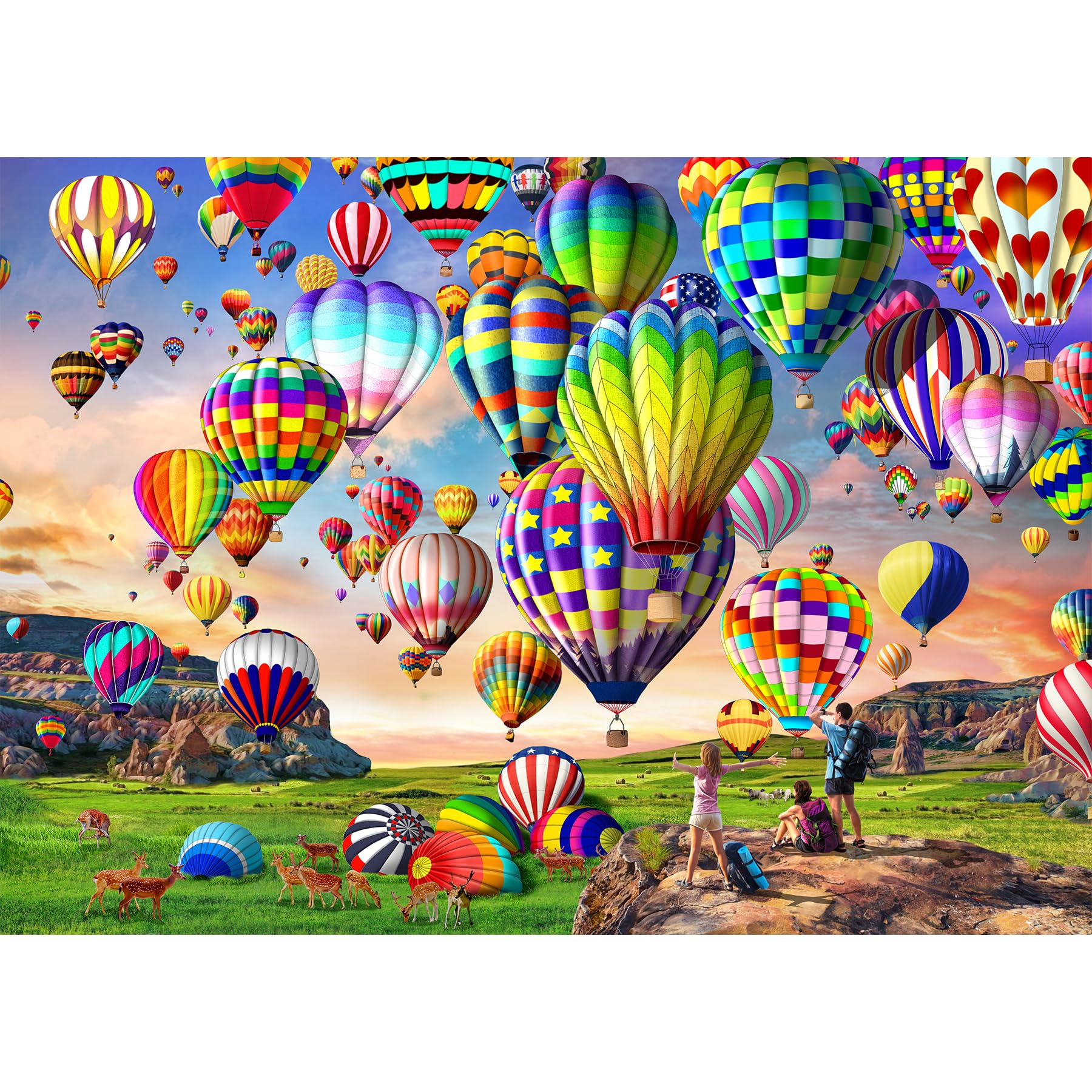 HUADADA Puzzle 1000 Teile Erwachsene-Bunter Heißluftballon
