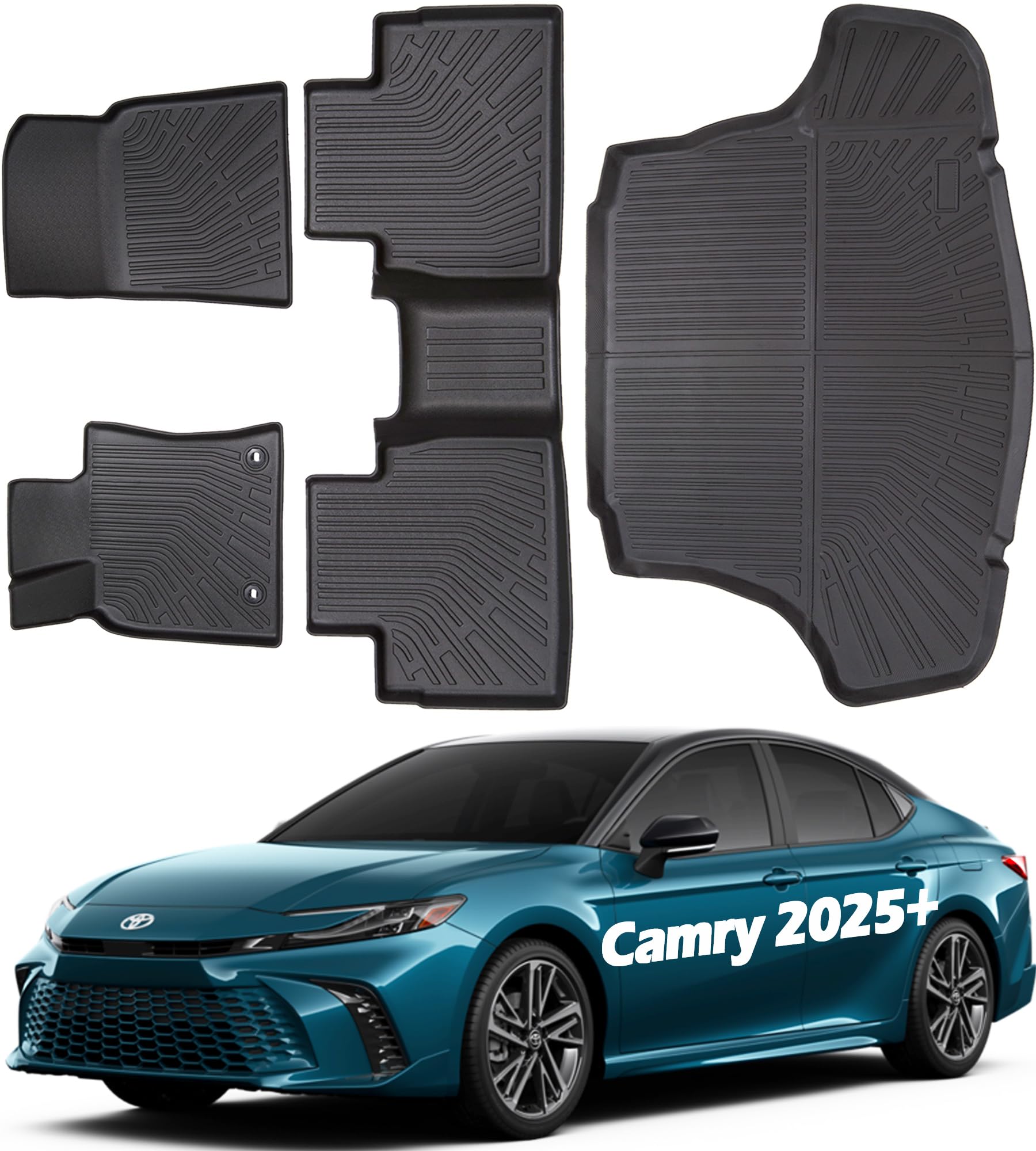 Floor Mats for 2025 Toyota Camry Cargo Liners Anti Slip Carpet Waterproof Trunk Matt All Weather Cover Matt Durable Car Accessories Camry Hybrid Floor Protector TPE Full Set