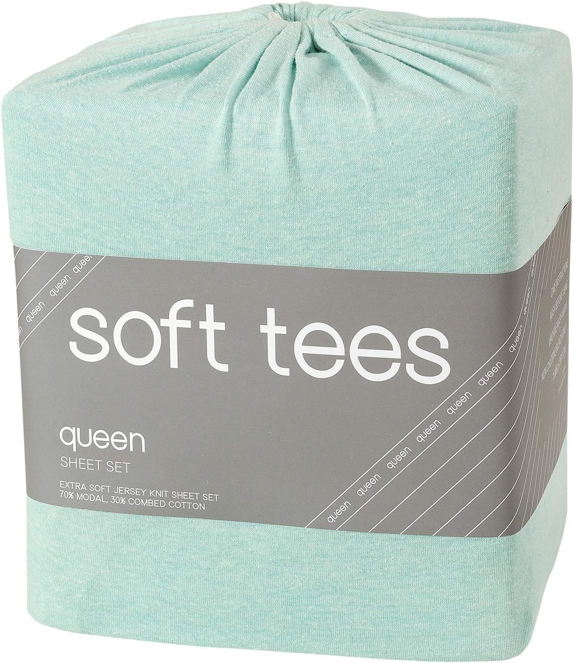 ROYALE LINENS Soft Tees Luxury Cotton Modal Jersey Knit Sheet Set, Aqua, Twin