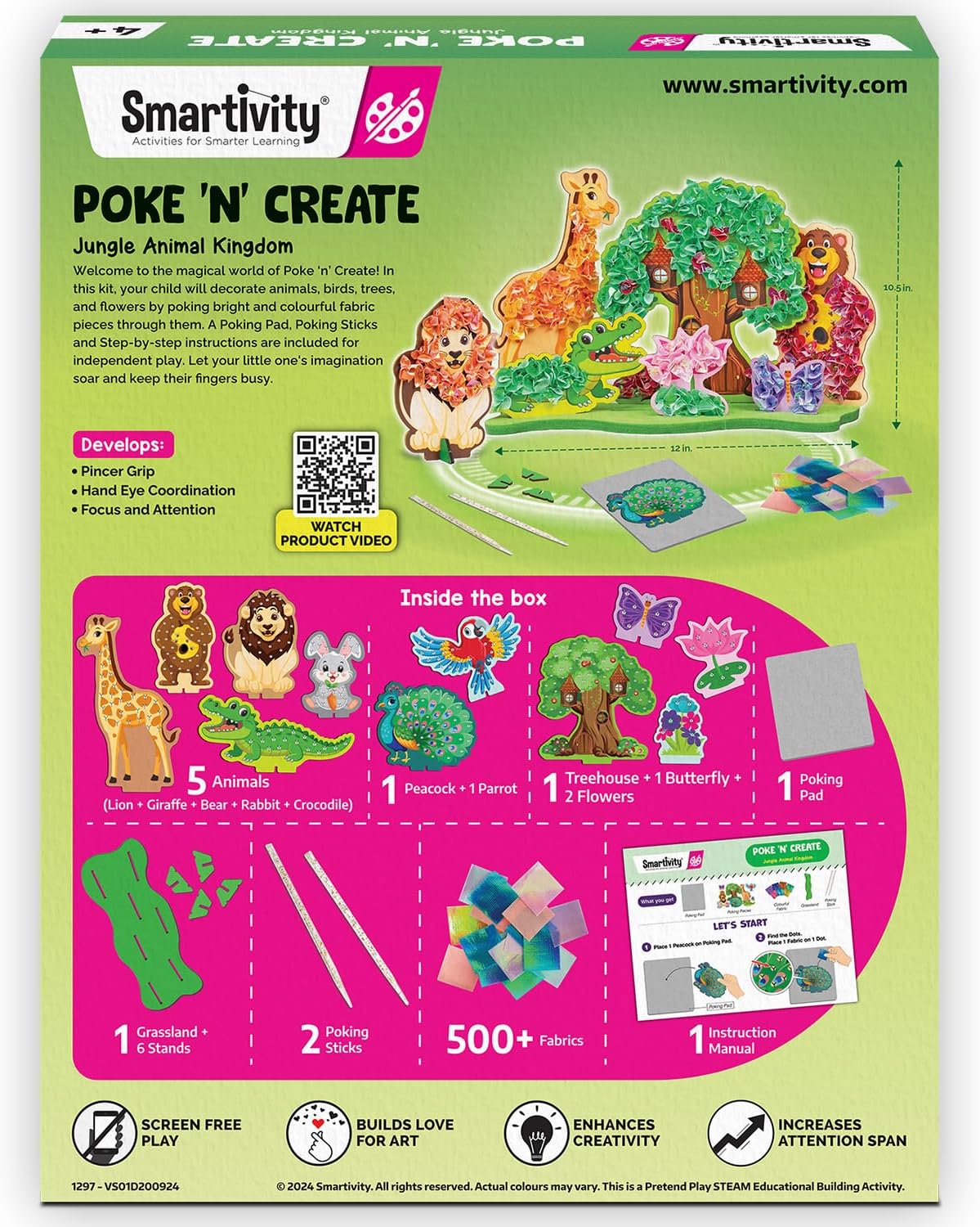 Smartivity Poke ‘n’ Create Art Kit for Kids 4 to 10 Years, Creative Christmas, Birthday Gift for Girls & Boys Age 4, 5, 6, 7, 8, 9, 10 Years Old, DIY Art & Craft Activity Kit