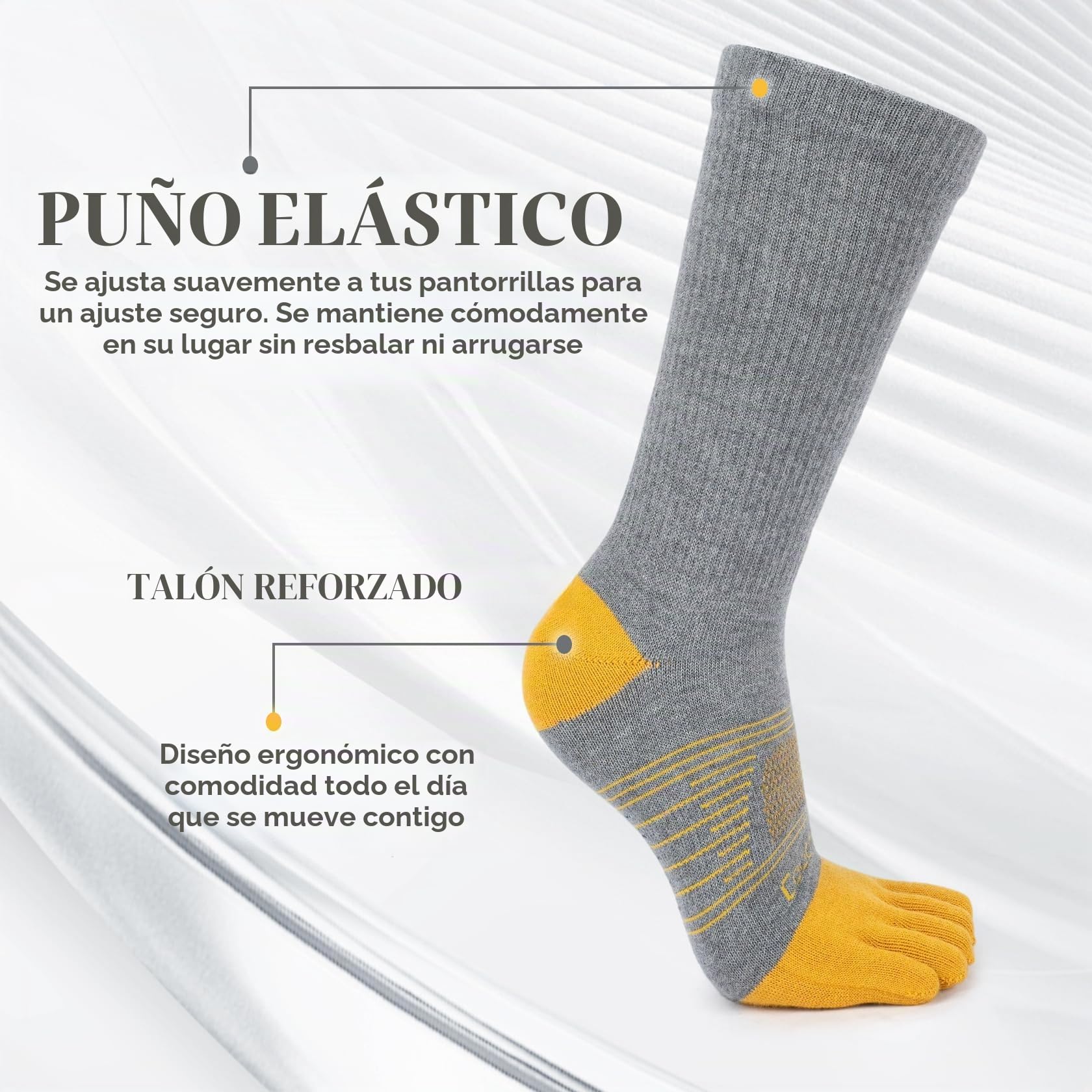 Calcetines para Hombres y Mujeres Toe Socks Coolmax para Running, Transpirables y con Evacuación de Humedad, 3 Pares