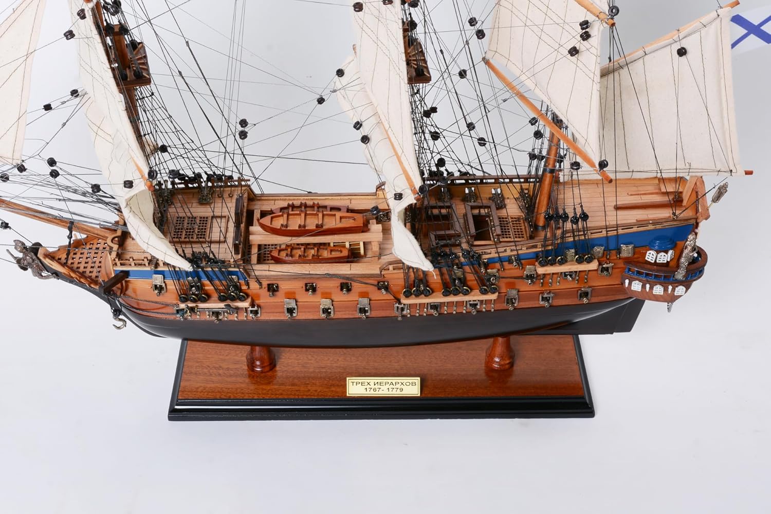 Old Modern Handicrafts Three Hierarchs Painted Medium Admiral Line Ship Model - Fully Assembled Wooden Model Ship - Exquisite Nautical Décor for Home Decor - 27.6L x 8.5W x 22.8H Inches