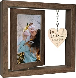 EYITUPC 1st Christmas Mommy & Me 2025 Wood Picture Frame Mommy and Me Gifts New Mom First Xmas Day Gifts (Display 2 4x6 Inch)