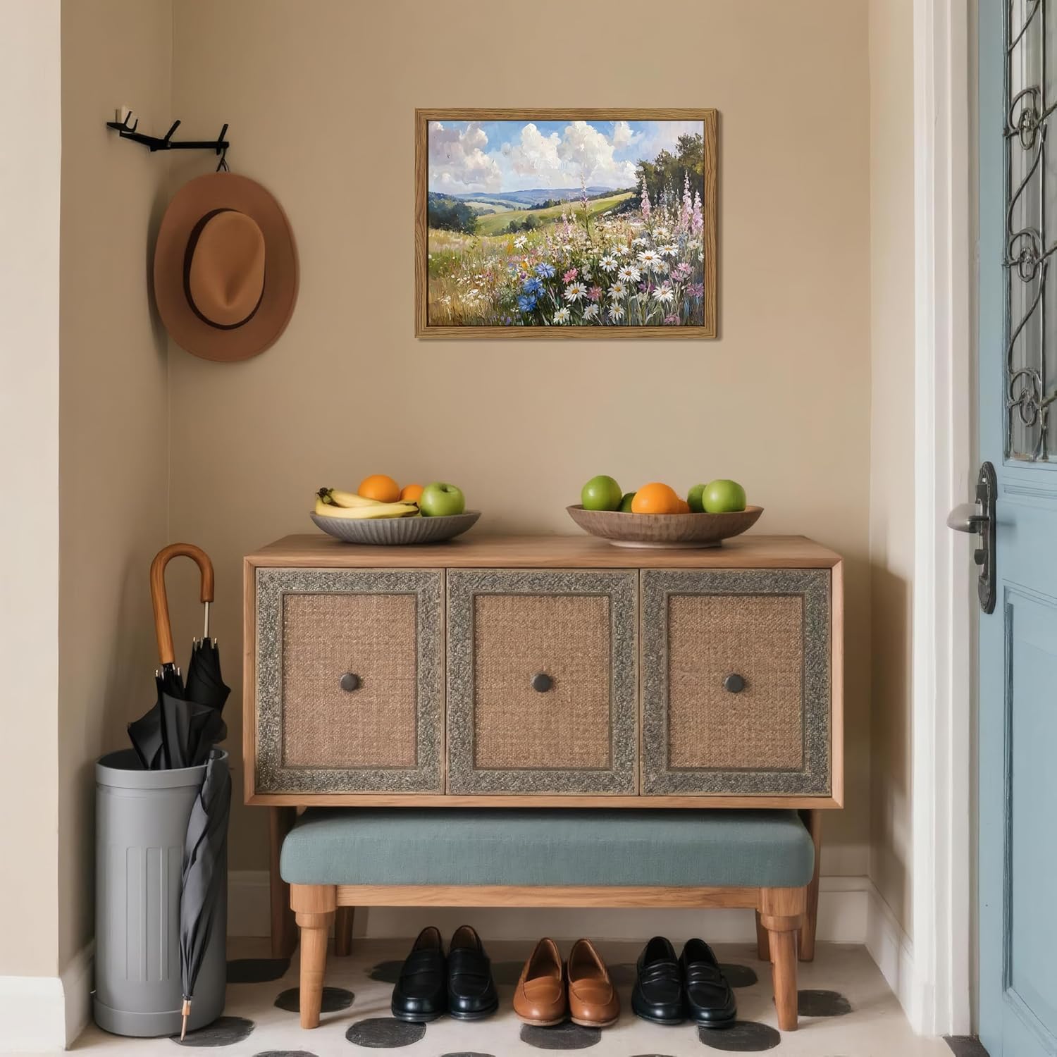 Framed Vintage Wildflower Canvas Wall Art, Nature Botanical Floral Wall Decor Pictures, Rustic Farmhouse Daisy Landscape Paintings Prints for Living Room Bedroom Bathroom Office 12x16 inch - Image 3