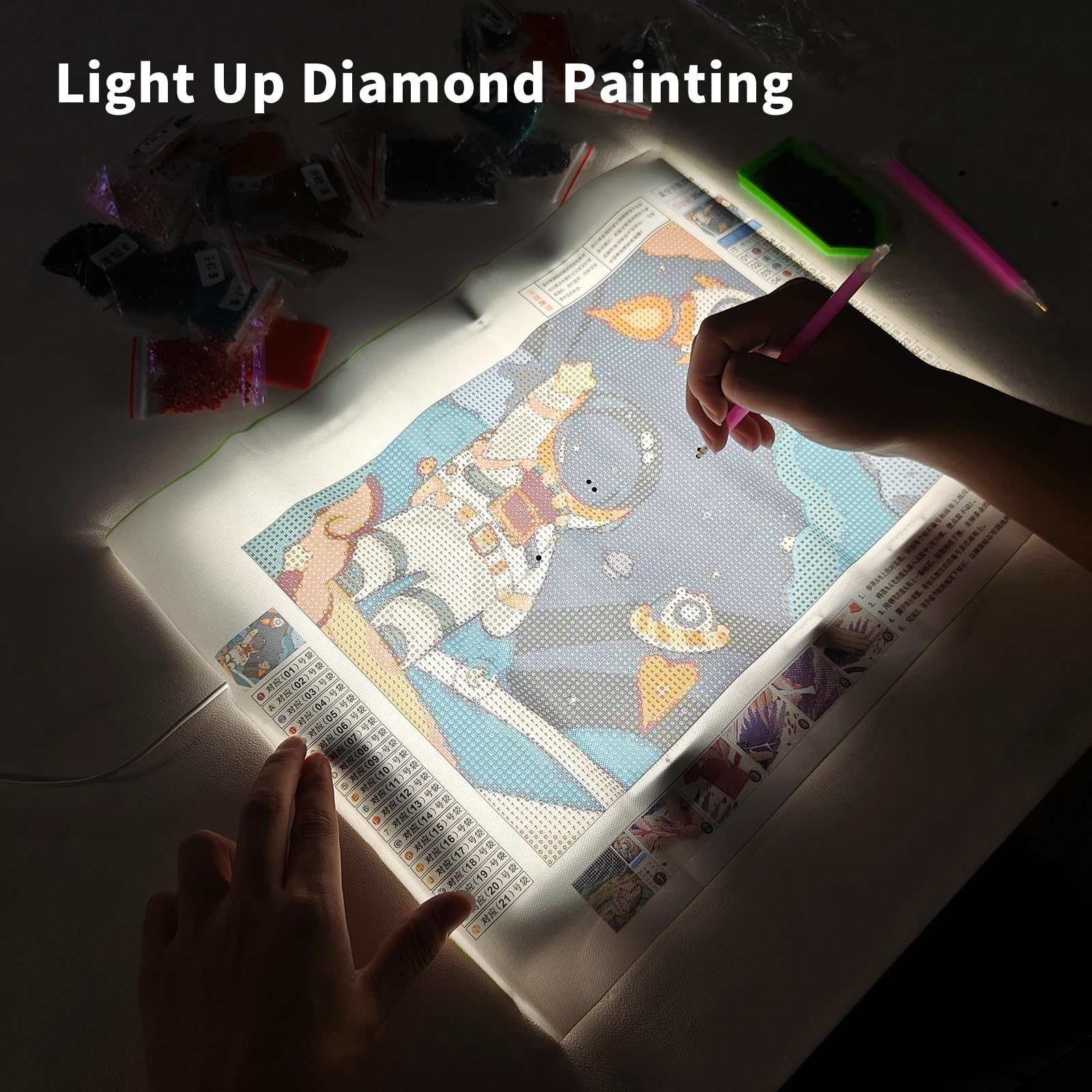 YINGWOND Tavoletta Luminosa,led light B4 scheda luminosa regolabile con staffa, 3 luminosità regolabile, scheda LED fino a 8000LUX, con caricabatterie UE e USB per disegno, schizzo e animazione