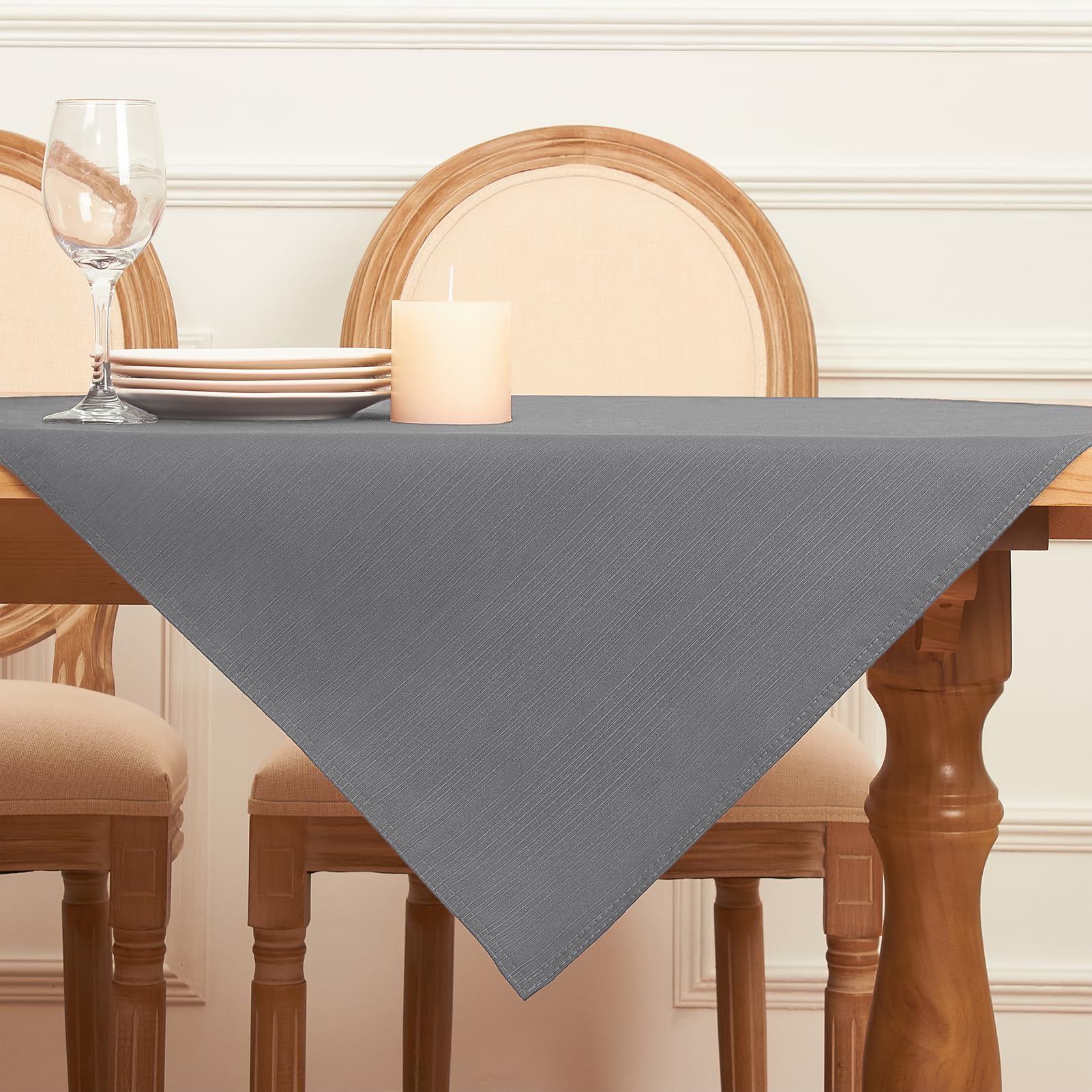Softalker Tischdecke Mitteldecke grau 80x80 abwaschbar Weihnachten wasserabweisend abwischbar 210GSM Leinen Struktur Quadratisch Tischtuch Deko für Party Outdoor Garten Silvester Neujahr Winter