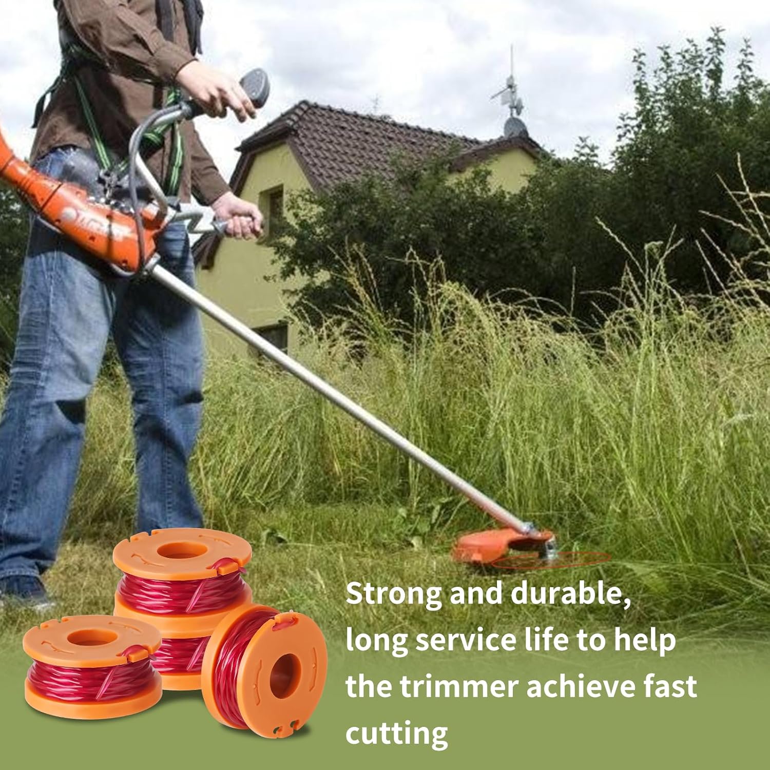 12 Pack Trimmer Spool Line for Worx, WA0010 Edger Spools Replacement for Worx, 0.065 inch Trimmer Line Refills for Worx, Compatible with Worx String Trimmers(10 Grass Trimmer Line, 2 Trimmer Cap) - Image 8