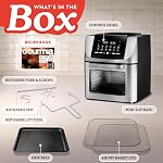 Friteuse à air Gourmia - four rotatif tout-en-un de 14 Qt avec affichage numérique, 12 presets, rôtir, cuire, griller, déshydrater, accessoires lavables au lave-vaisselle, acier inoxydable