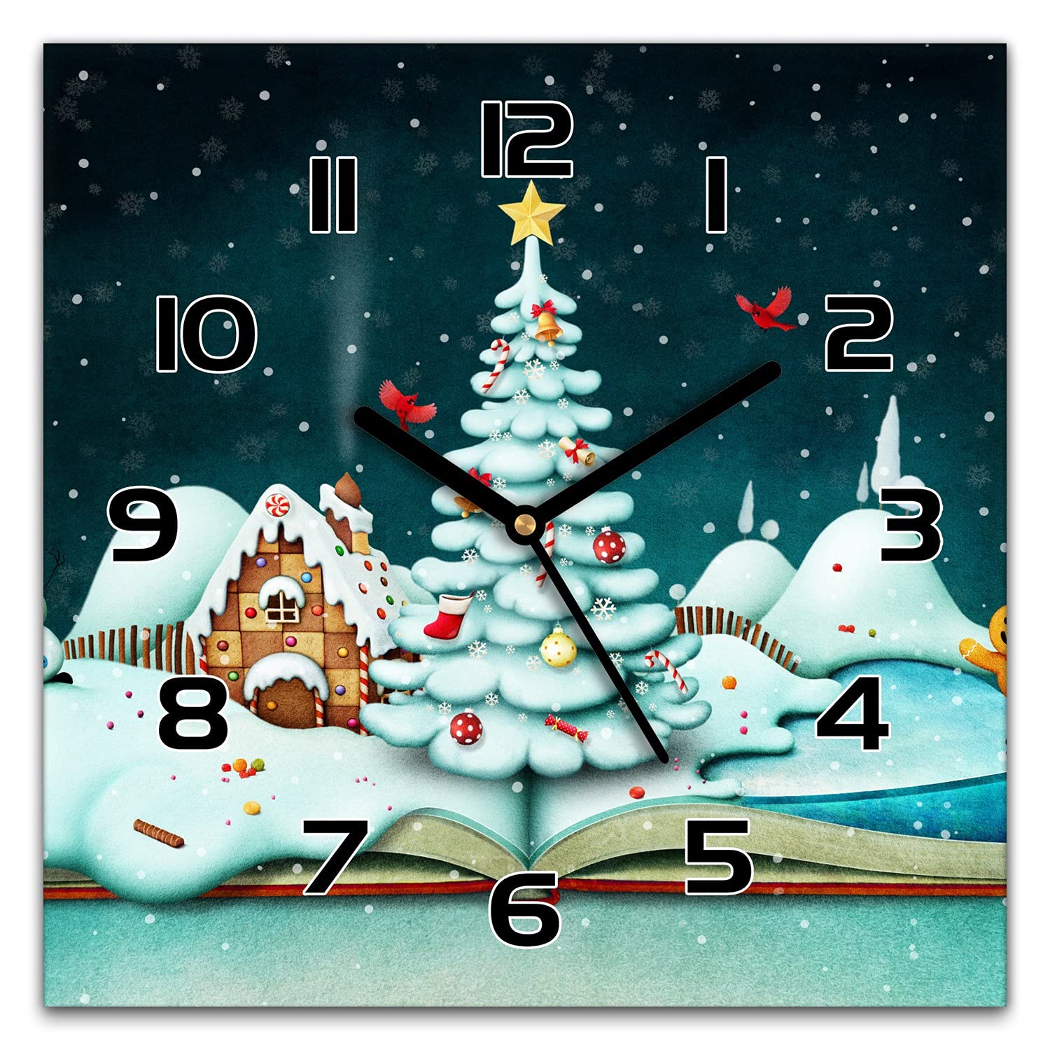 Horloge de Noël pour salon moderne, objet déco en verre silencieux pour sublimer votre intérieur