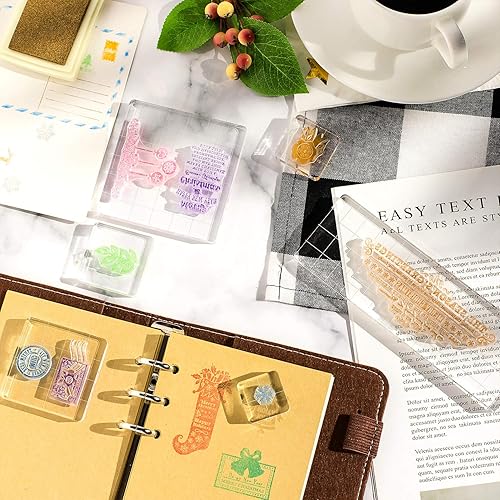 Miniatura 6 de Whaline Juego de 6 herramientas de estampado de acrílico con líneas de cuadrícula para álbumes de recortes, manualidades, tarjetas, varios tamaños