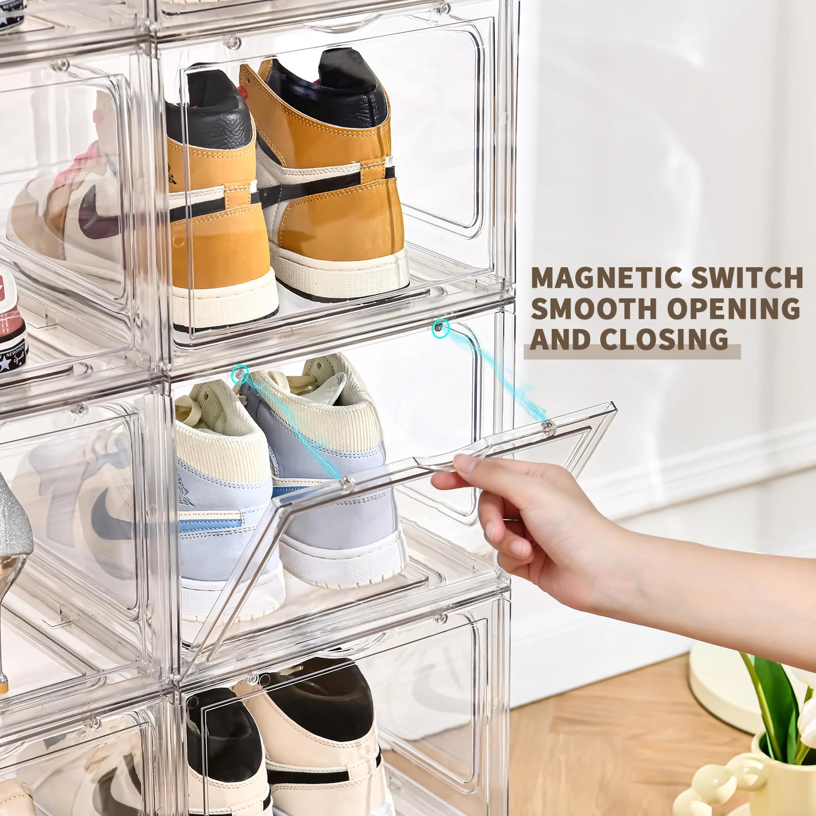 Clear Stackable Organizers Stackable Shoe Organizer Boxes With Magnetic ...