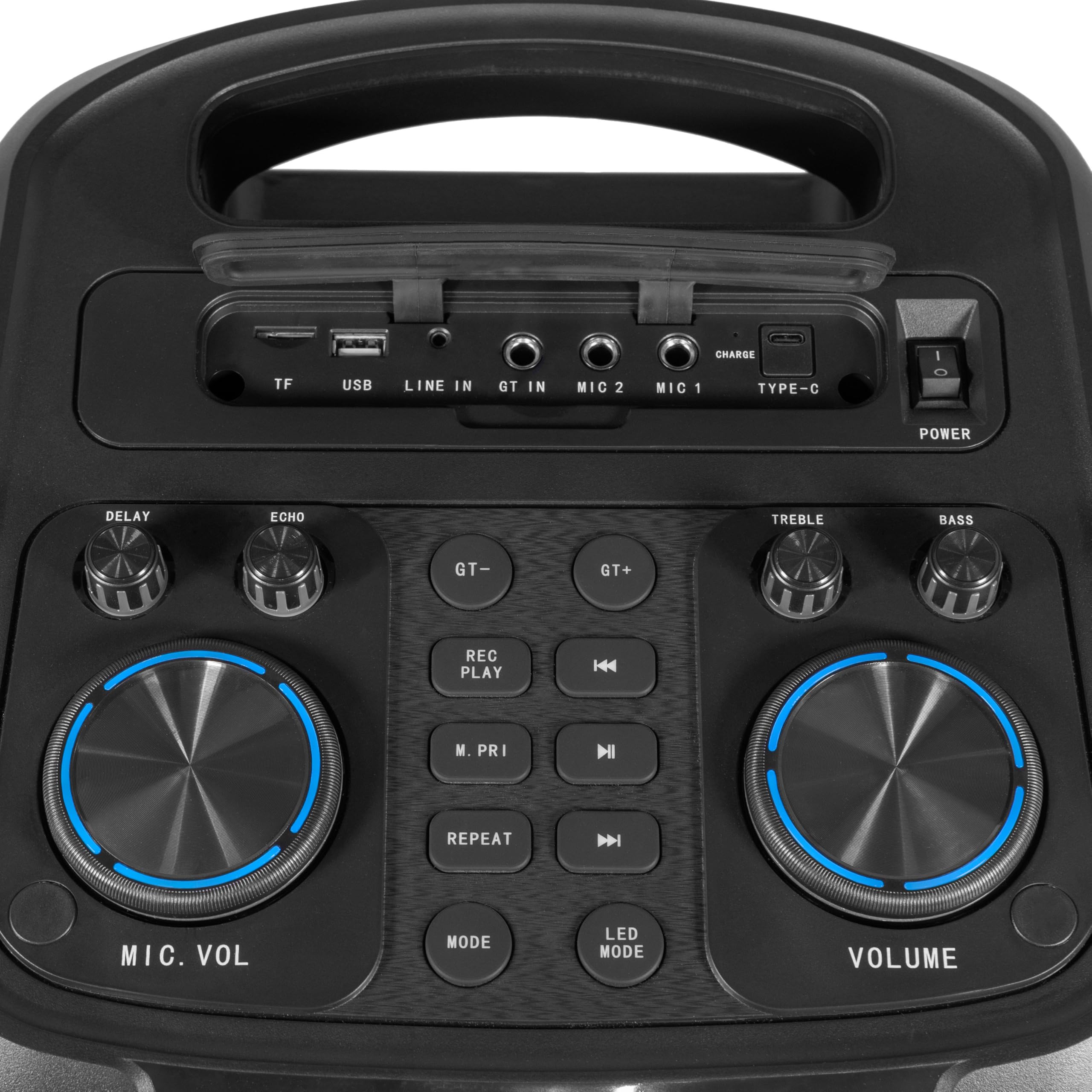 BoomToneDJ BOOMaster 900 – Enceinte Portable Active 900W avec Effets Lumineux, Bluetooth 5.0, TWS, USB/SD, Batterie Rechargeable, roulettes et poignée.