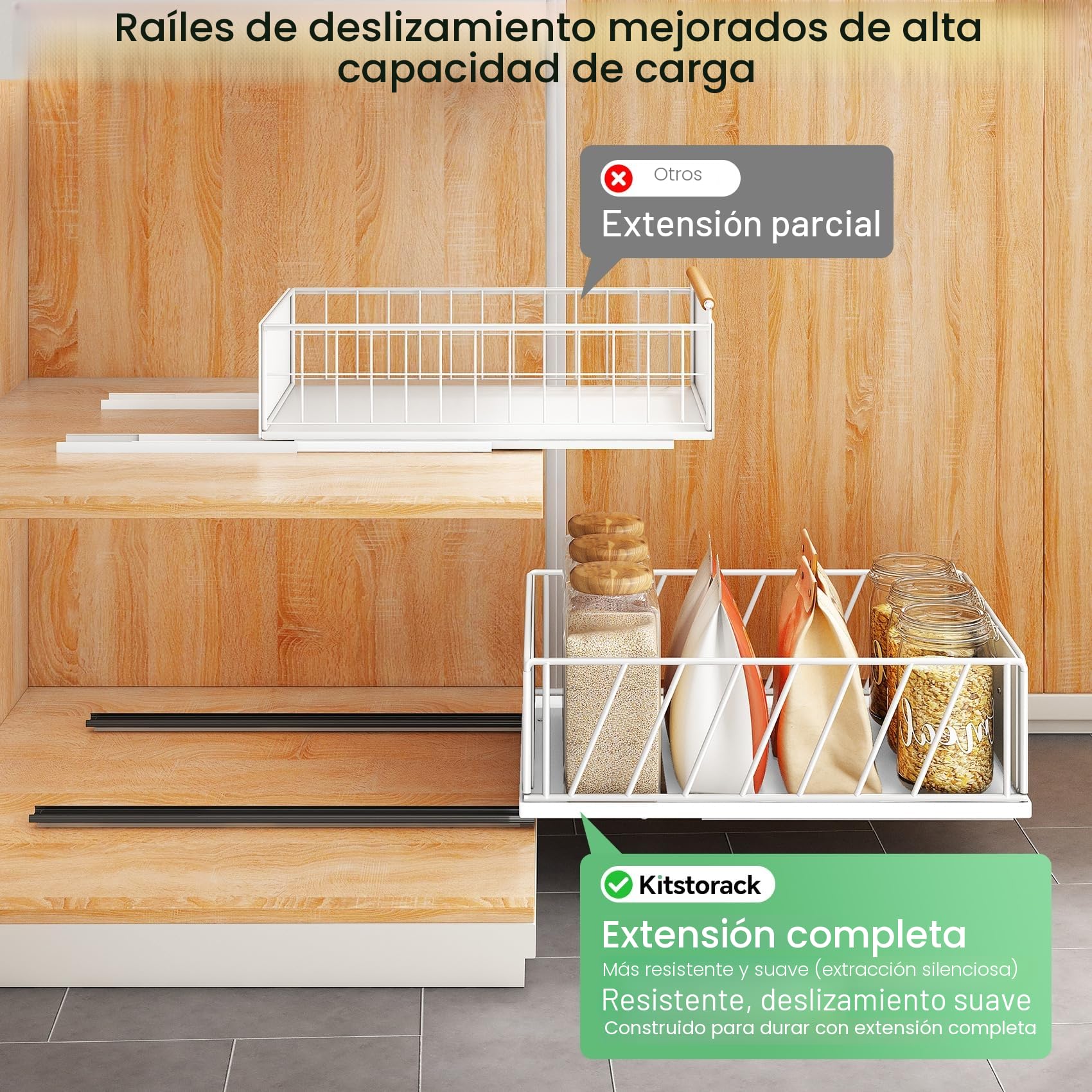 Cajón extraíble blanco de Kitstorack, 30 cm