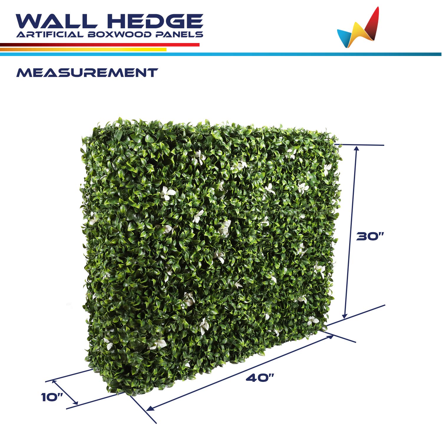 Amazon.com: Windscreen4less 人造裝飾樹籬分隔牆圍欄灌木獨立式對沖40 英吋長x 高30 英吋x 深10  英吋適用於陽台後院派對婚禮無花盆盒