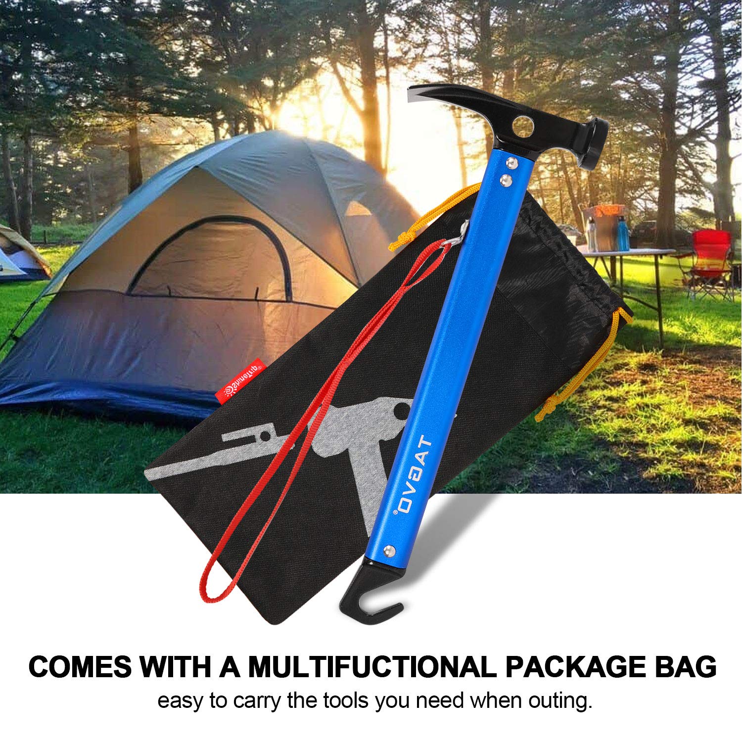 TAGVO Marteau de Camping de, Marteau de Tente en Aluminium Multifonctionnel de Camping de Mallet avec Le solvant de Tente