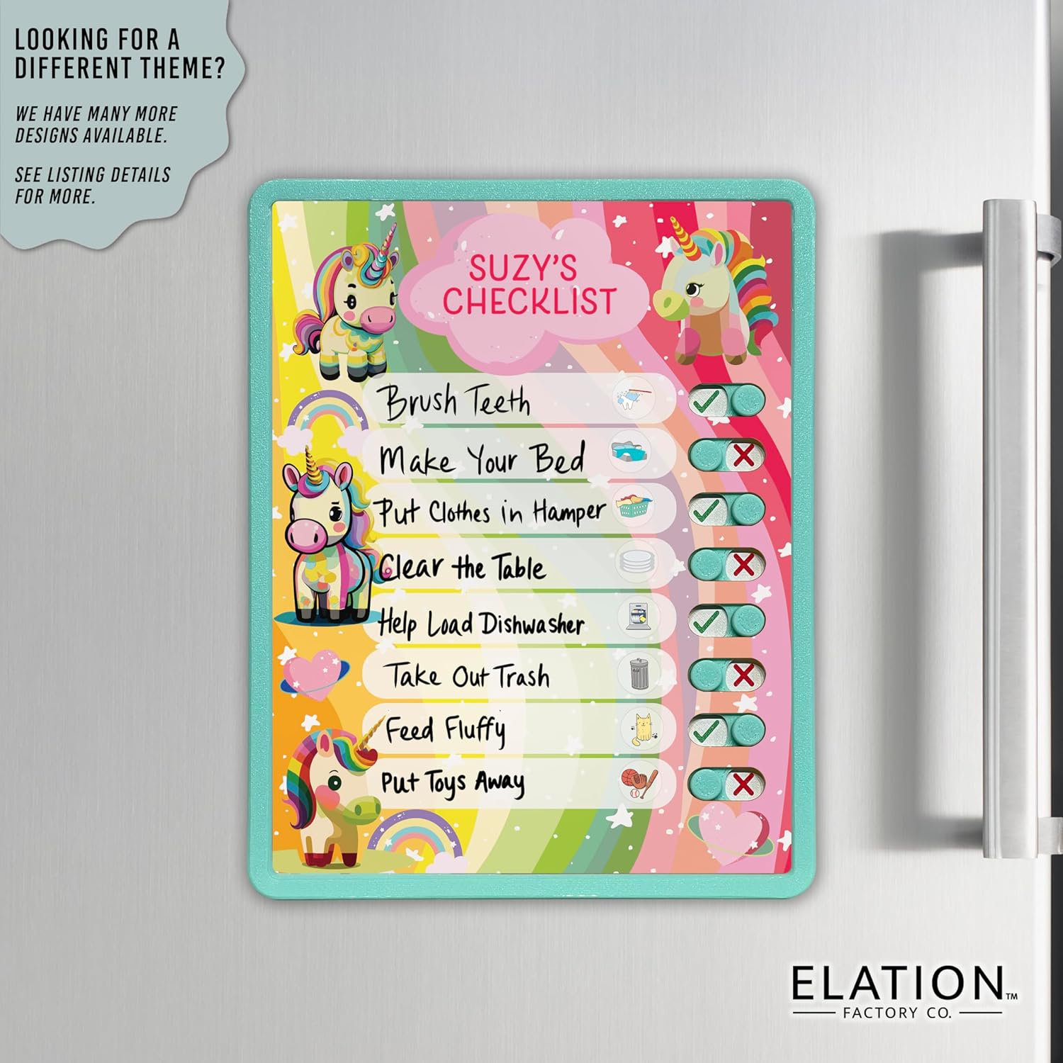 Kids Routine Chart | Chore Chart for Kids | Daily Checklist | Kids Daily Tasks | Daily Routine | Dry-Erase | Personalized | Baby Unicorns
