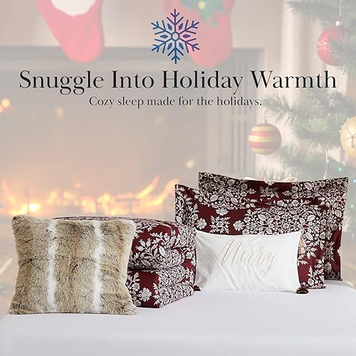 Miniatura 5 de Southshore Fine Living, Inc. Juego de ropa de cama suave de 5 piezas con almohadas y fundas de almohada, diseño de bosque navideño, tamaño