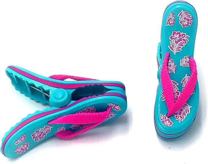PERFORMORE Flip Flop Beach Towel Clips (Pink Strap), 2Pack