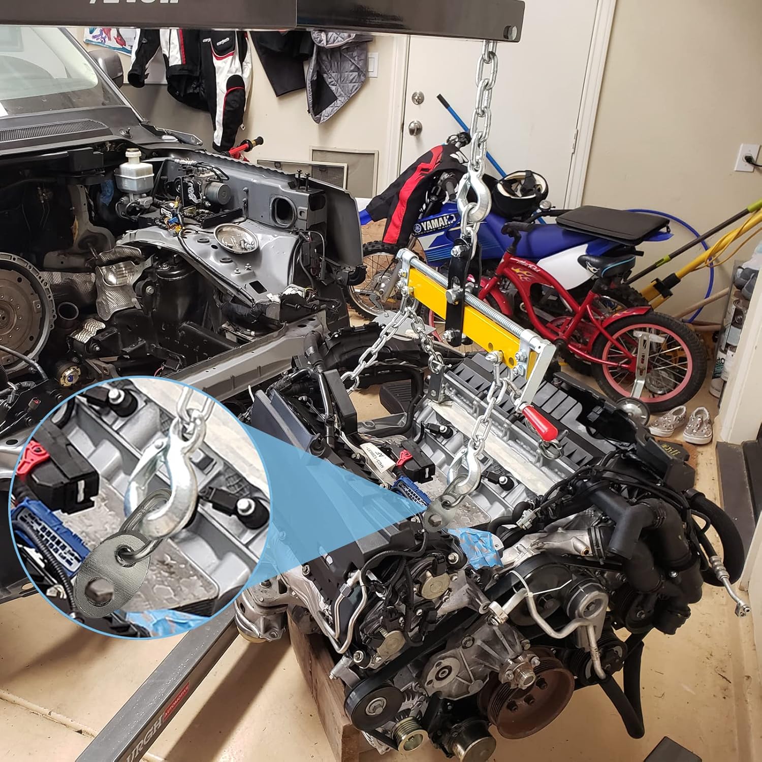 NOVINO 7100 Engine Lifting Bracket Set,5,500 lb Capacity Engine Lift Bracket Kit for Use with Load Levelers and Slings-8 Sets,Black