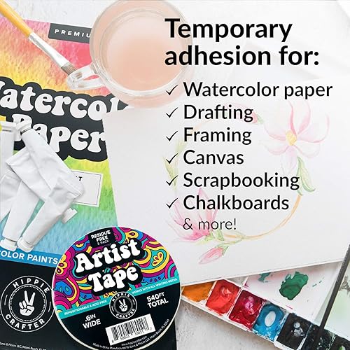 Miniatura 2 de Paquete de 3 cintas de artista blancas para papel de acuarela, cinta de pintores blanca, cinta de pintura de artistas, cinta de papel extraíble,