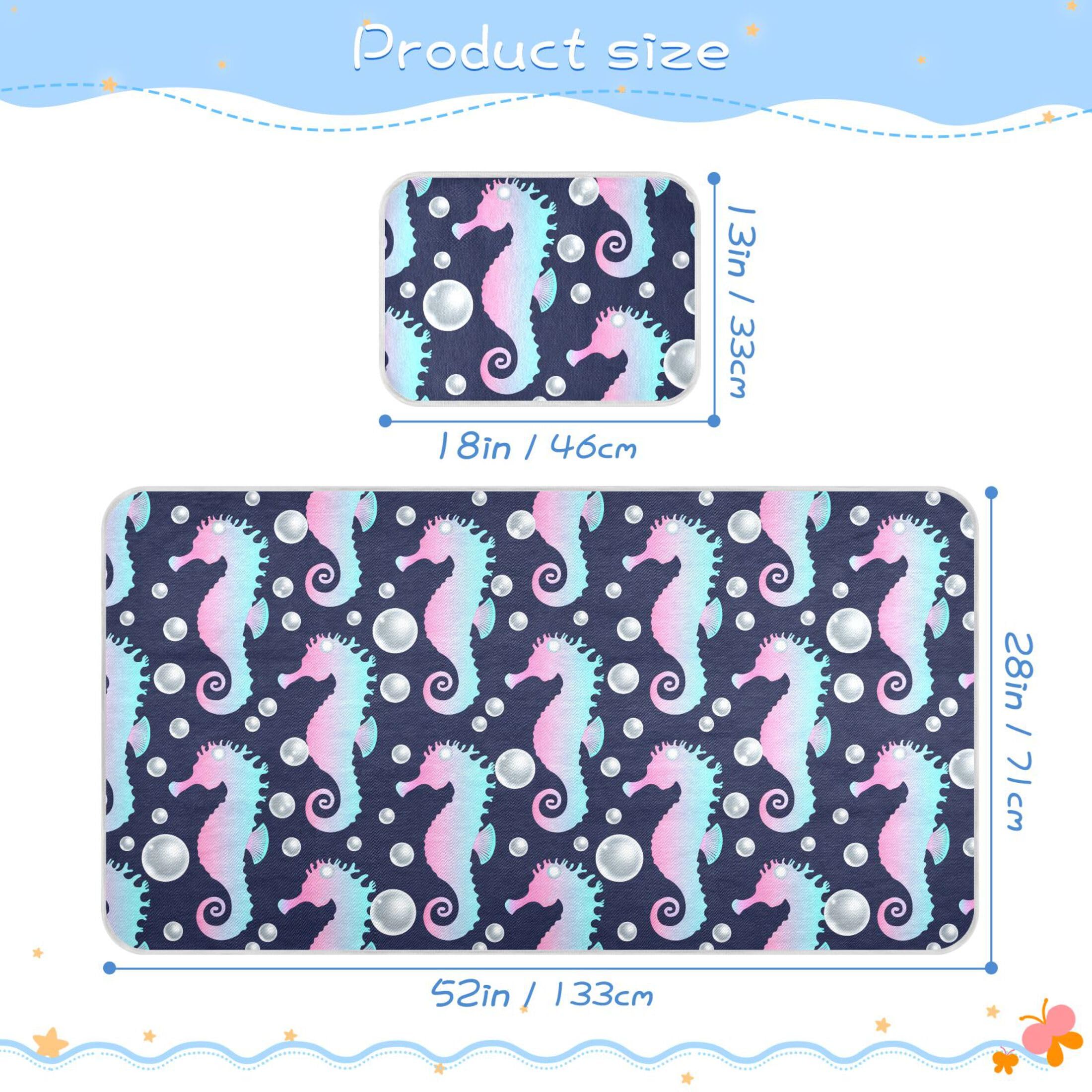 Takiito Gradient Seahorses Baby Cooling Mattress Pad, Soft & Breathable Cooling Mat Keep Baby Cool in Summer 28x52 in, Nursery Essential