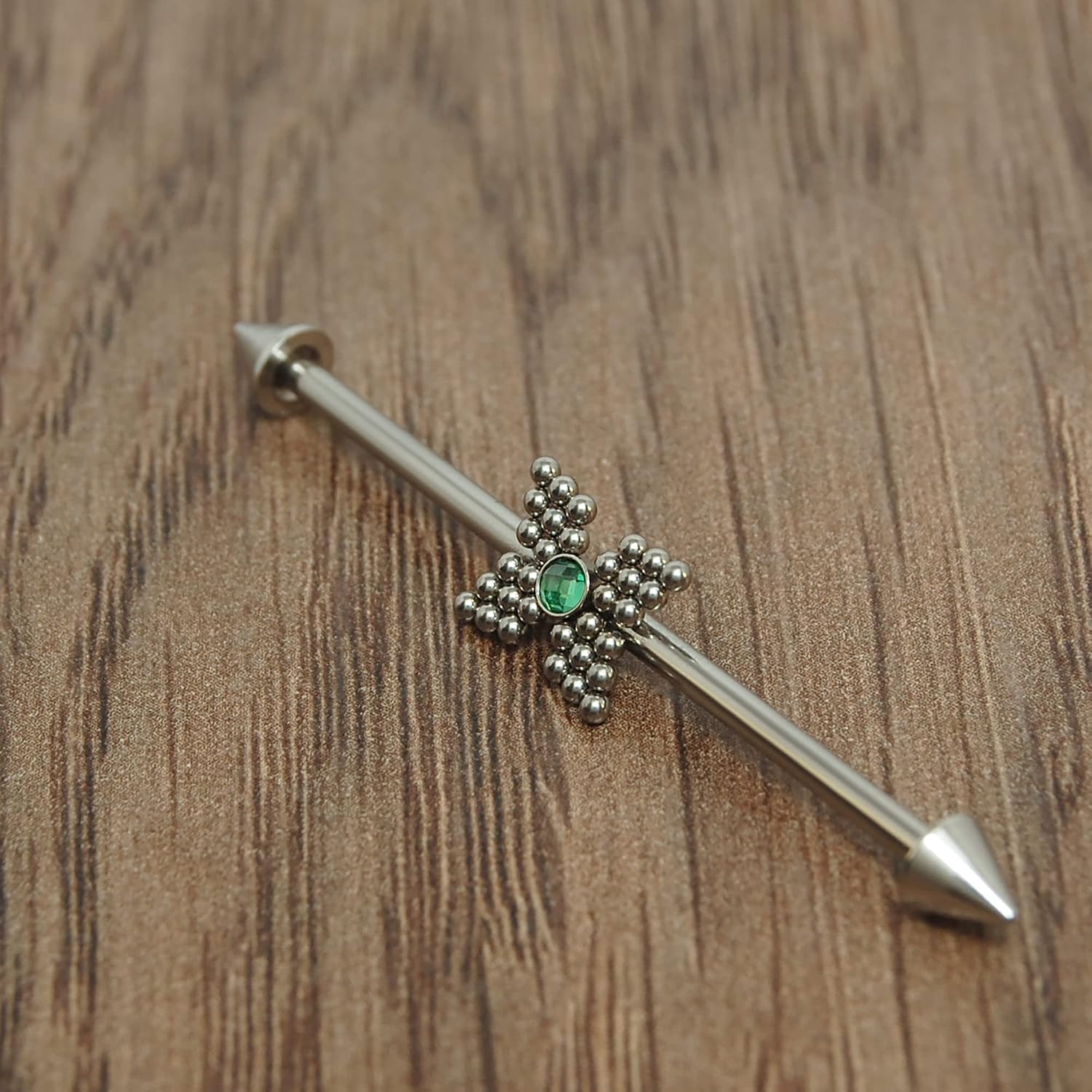 Industrial Barbell Earring Titanium - Scaffold Barbell Piercing - Industrial Jewelry 14g - Industrial Piercing CZ - Straight Barbell