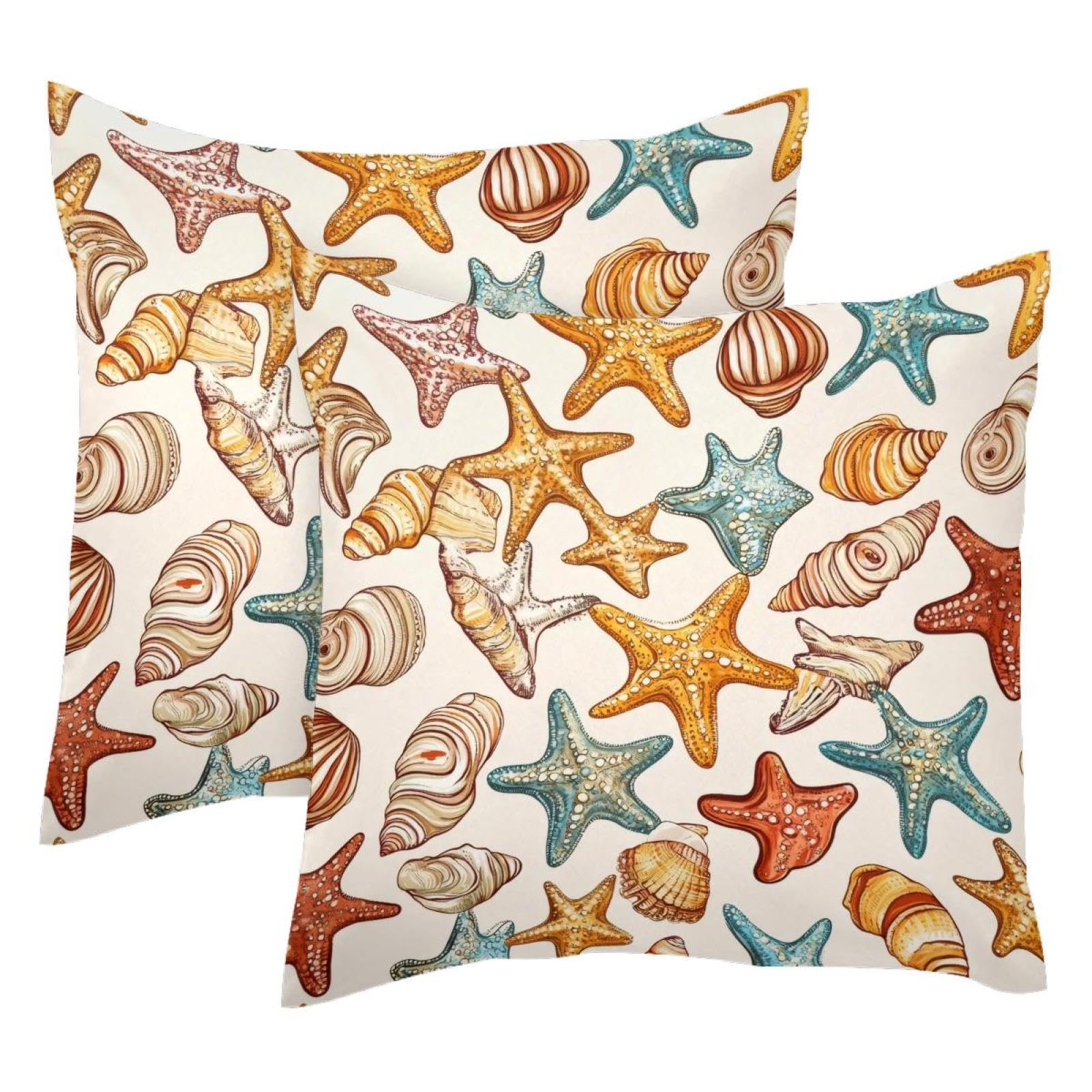 Housse de coussin en velours 50x50 haut de gamme au motif aquarelle marin