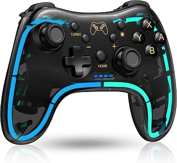 Switch Controller for Nintendo Switch 2/Switch 1/OLED/Lite, Replacement for Nintendo Switch Pro Controller Support PC & Android/iOS with Cool LED, Wireless Switch Controller with Turbo,Vibration