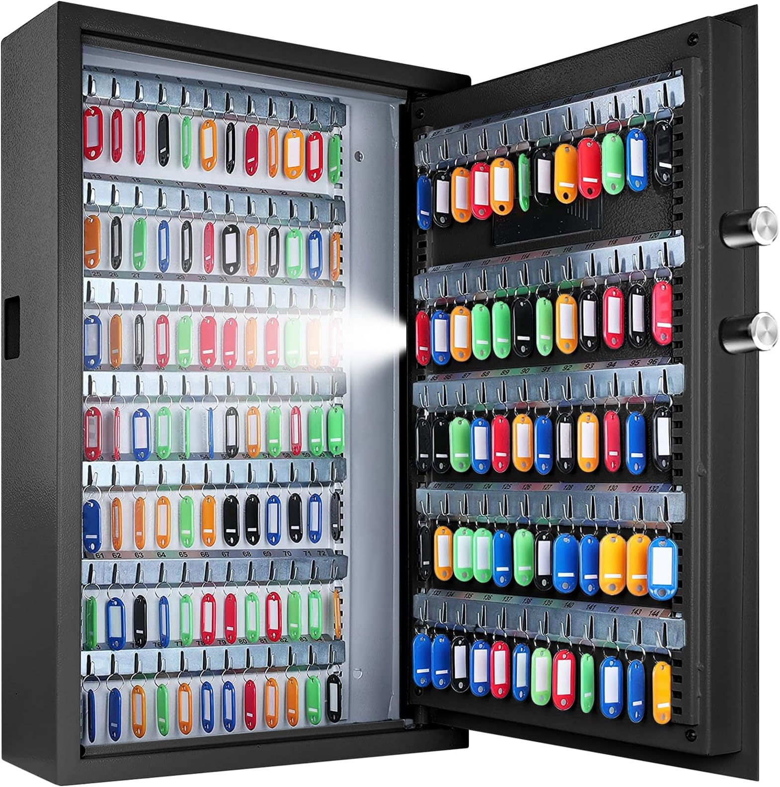 144 Position Key Lock Box Wall Mount with Combination Lock, Digital Key Cabinet Wall Mount, Adjustable Key Safe for Car, Hotels, Office, House