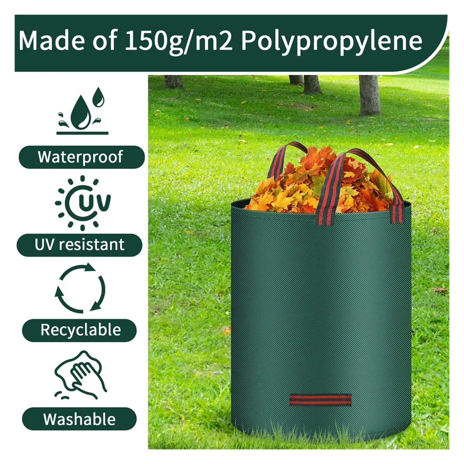 Bolsa For Residuos De Jardín, 120/300/500 L, Grande, Reutilizable, Impermeable, For Hojas, Malezas, For, Almacenamiento para hojas, restos vegetales(500L)