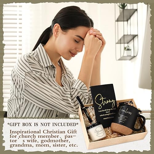 Miniatura 6 de Hushee 4 unidades, regalos cristianos para hombres, taza de café religiosa, diario de oración, vela perfumada, bolígrafo inspirador de la Biblia,