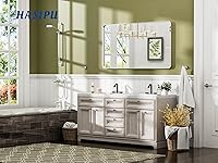 Vista 164 de Hasipu Espejo de baño LED con luces de 40 x 26 pulgadas, espejo de luz con marco de metal negro para tocador, antiniebla, regulable, 3