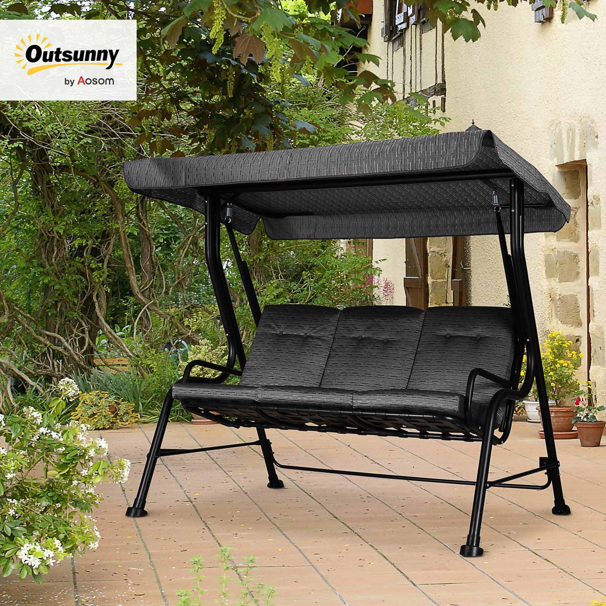 Outdoor Swing Outsunny 3-Person Patio Swing Chair, Outdoor Porch