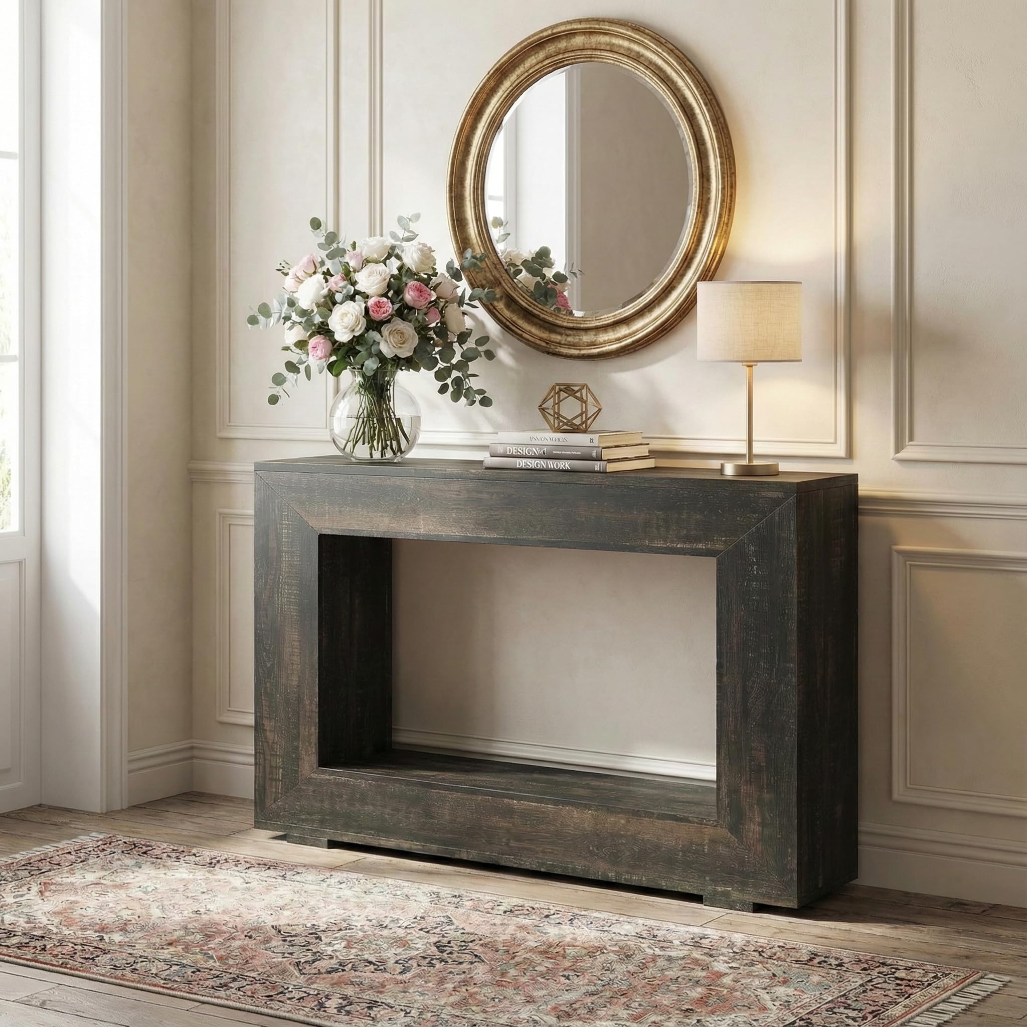 Lailang 47 Inch Console Table with Storage, Rectangular Sofa Table, Farmhouse Entryway Table, Behind Couch Table Skinny, Wood Sofa Table, Tall Hallway Table, 47 x 12 x 34 Inch, Black