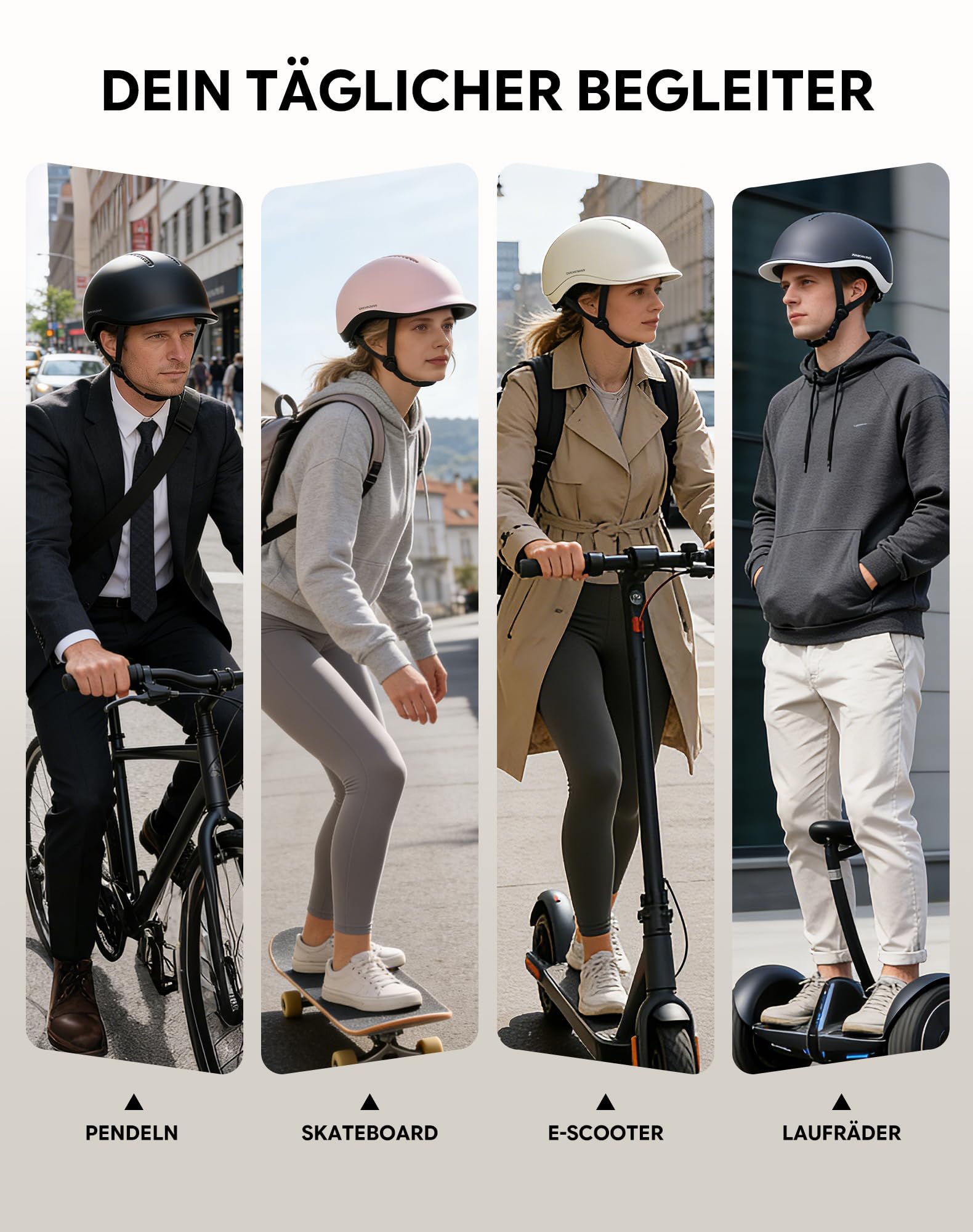 InnerKing Fahrradhelm für Damen & Herren, Sicherer & Leichter Radhelm für die Stadt, Urban Pendler & Rennrad, Belüftet, Fahrradhelm Damen mit Reflektoren Fahrradhelm Erwachsene City- & Rennrad