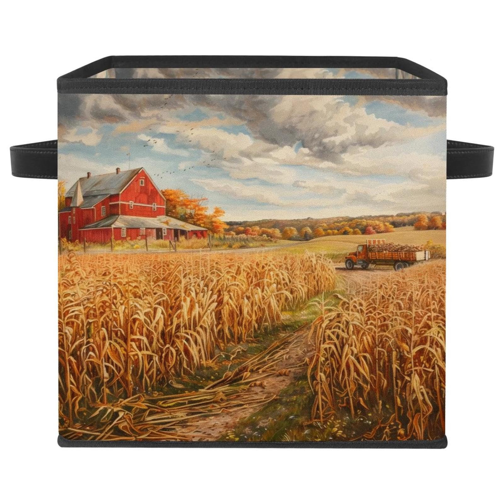 Panier de rangement pliant avec double poignées pour étagère