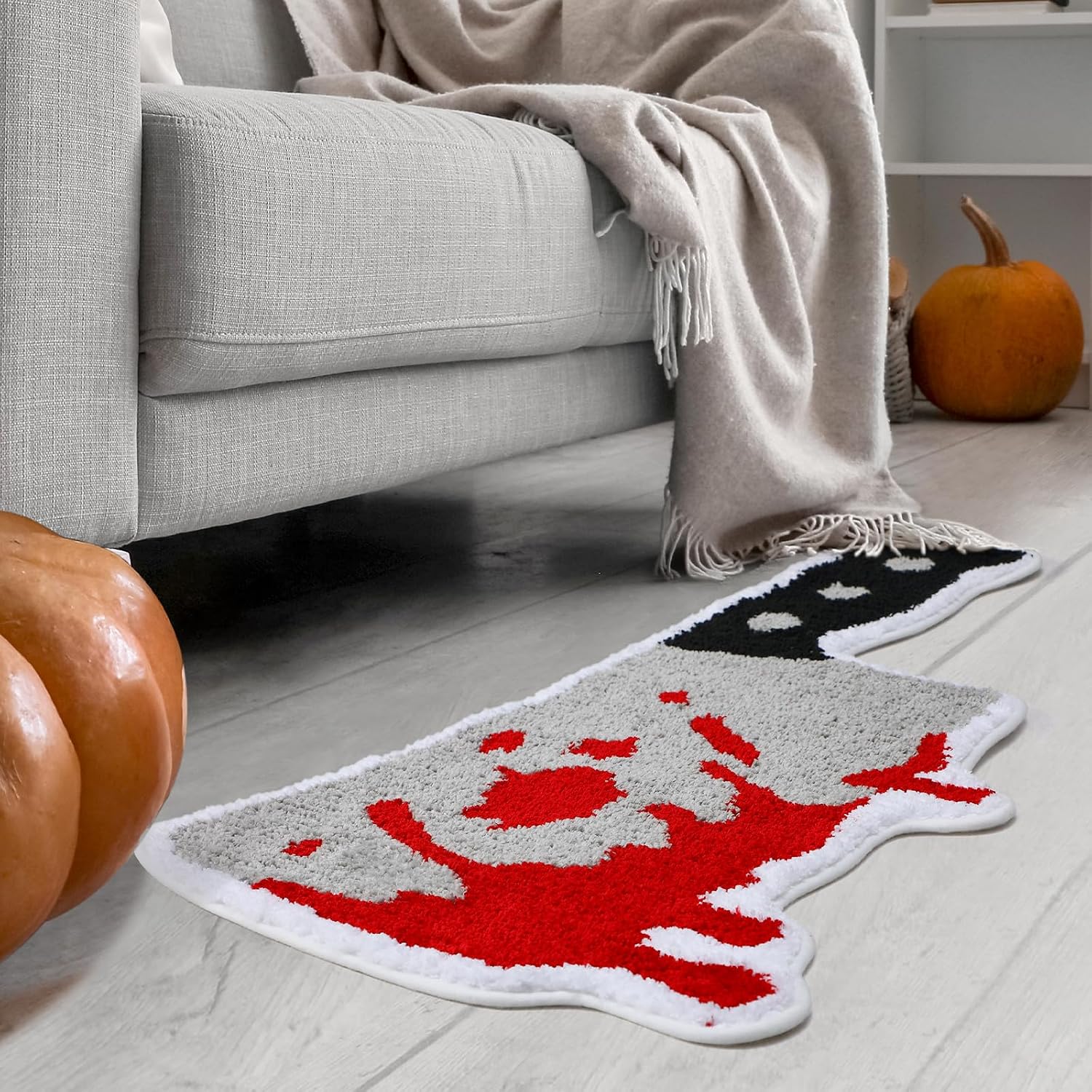 Percozzi Halloween Bath Mat Rug Bloody Knife Tufted Non-Slip Water Absorbent Bath Rug for Bathroom Shower Tub Kitchen Area Rug Halloween Holiday Decorations Supplies